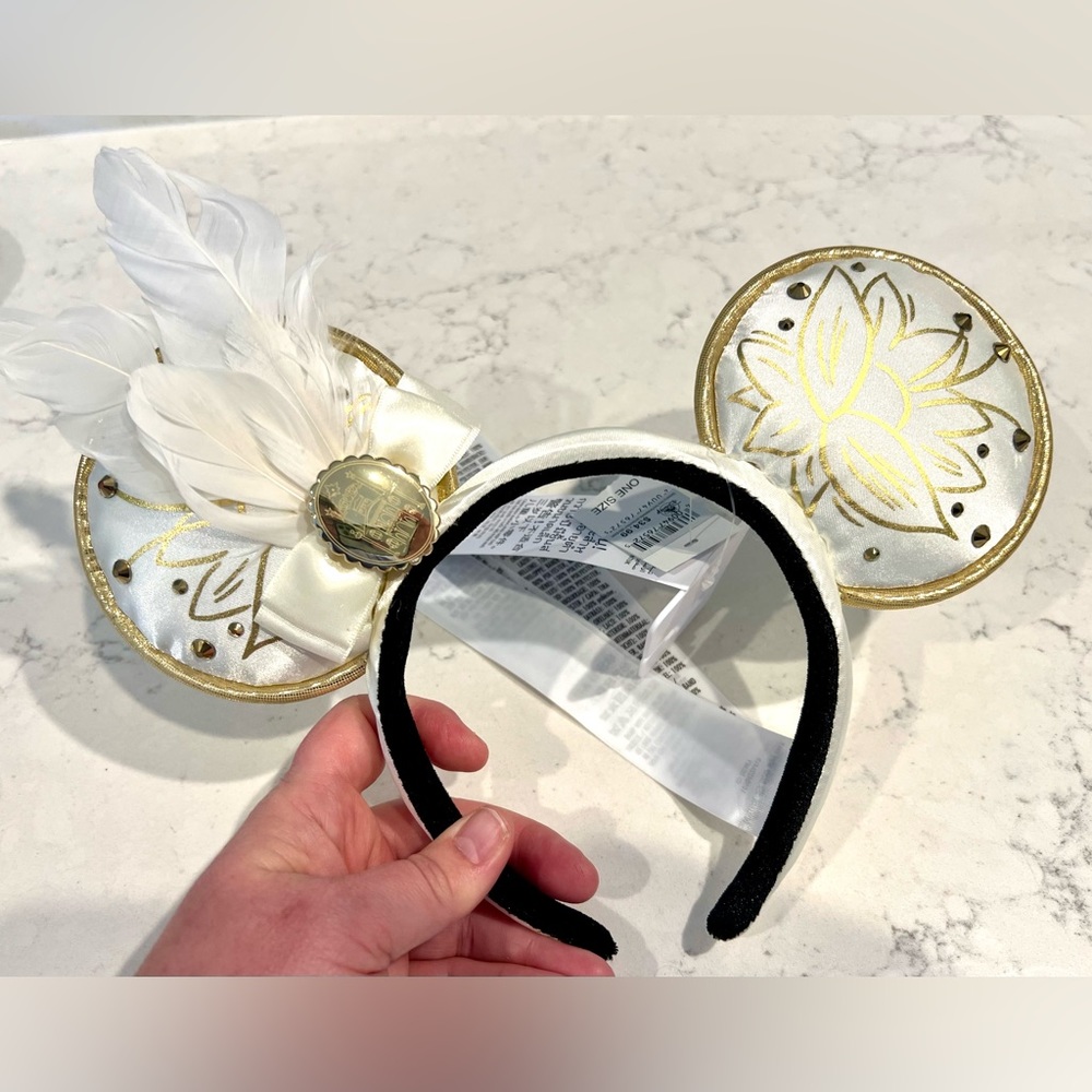 Disney Ears White Satin and Gold Tiana’s Palace